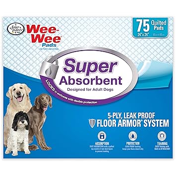 Four Paws Wee-Wee Super Absorbent Dog Housebreaking Pads 75 Ct