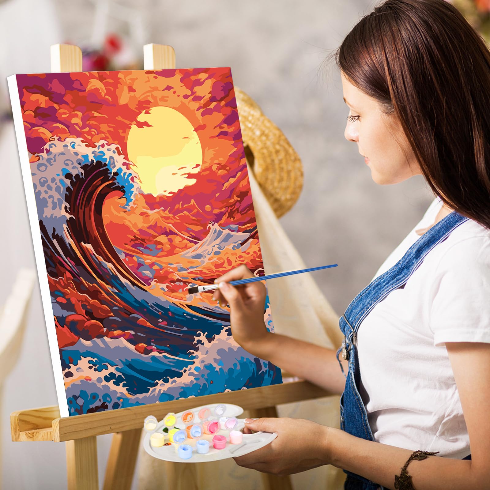 Pittura Con I Numeri Per Adulti - Bellezza Mascherata, Tela 50x40 Cm, Kit Completo Con Pennelli E Colori Acrilici, Fai Da Te Antistress
