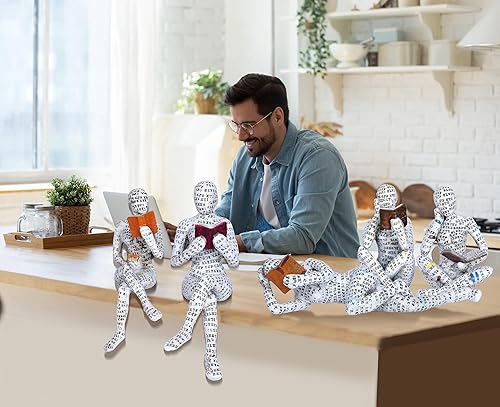 Miniatura 6 de Figura decorativa de lectura de pulpa para mujer, estatua de pensador, escultura moderna de arte abstracto, escultura de resina, figuras de lectura