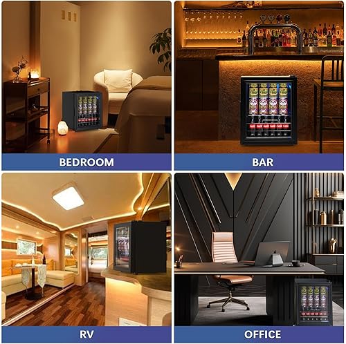 Miniatura 4 de Refrigerador de bebidas para 75 latas, mini refrigerador independiente con puerta de vidrio y estantes ajustables, refrigerador pequeño para