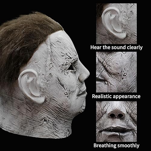 Miniatura 3 de Máscara de Michael Myers, máscara de terror de Halloween para adultos, máscara de grito para cosplay, fiesta de Halloween con cuchillo, accesorio