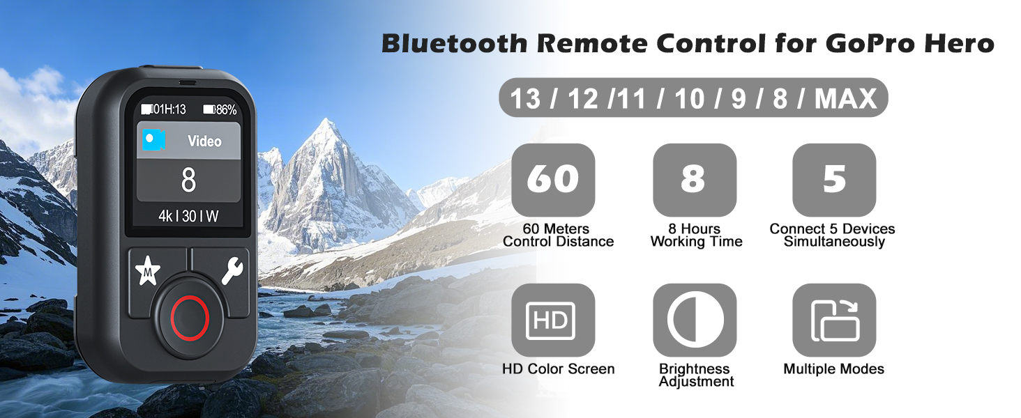 Télécommande Sans Fil GoPro Bluetooth Tosuny Remote Sans Fil Pour Les Caméras D'action, Obturateur Télécommande Légère Portable Montage Poignet