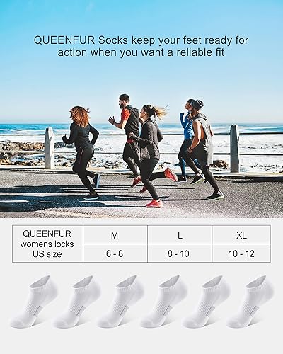 Miniatura 6 de QUEENFUR Calcetines tobilleros para mujer, para correr, no visibles, atléticos, calcetines de compresión para senderismo, 6 pares