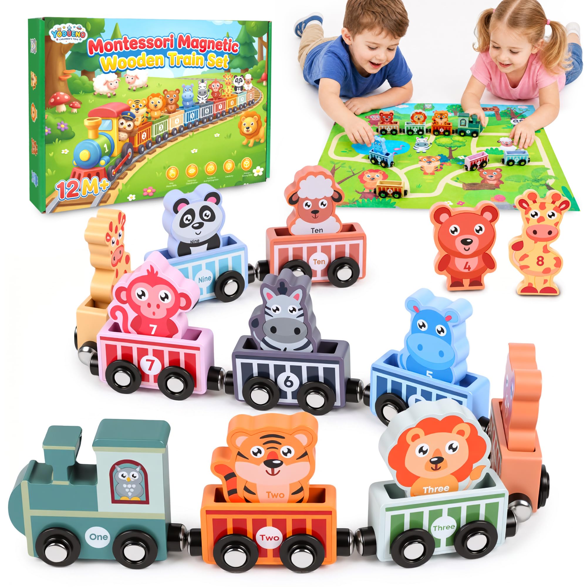 Spielzeug ab 1 2 3 Jahre Jungen Mädchen, Trennbare Tier Magnetic Holzeisenbahn Montessori Spielzeug ab 1 2 3 Jahre Baby Spielzeug Kinderspielzeug Holzspielzeug Geschenk Mädchen Jungen 1-3 Jahre