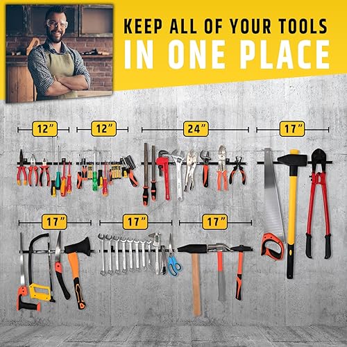 Miniatura 2 de Portaherramientas magnéticos resistentes de 12 pulgadas (paquete de 4  48 pulgadas en total)  Fuerza de tracción magnética extremadamente potente