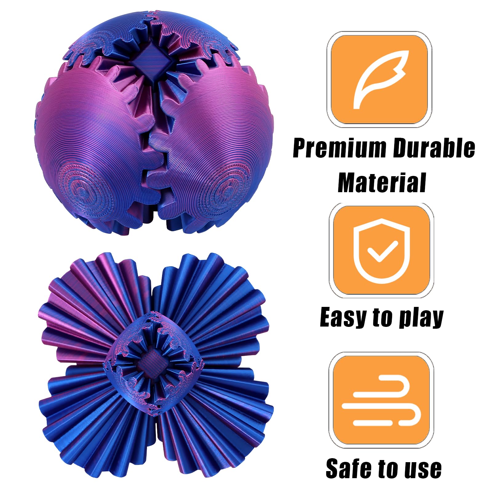 RZCOMP Gear Ball Fidget Toys,3D Printed Gear Ball Sphere Fidget Toys for Stress Relief Anxiety,Gift for Kids and Adults - Image 4