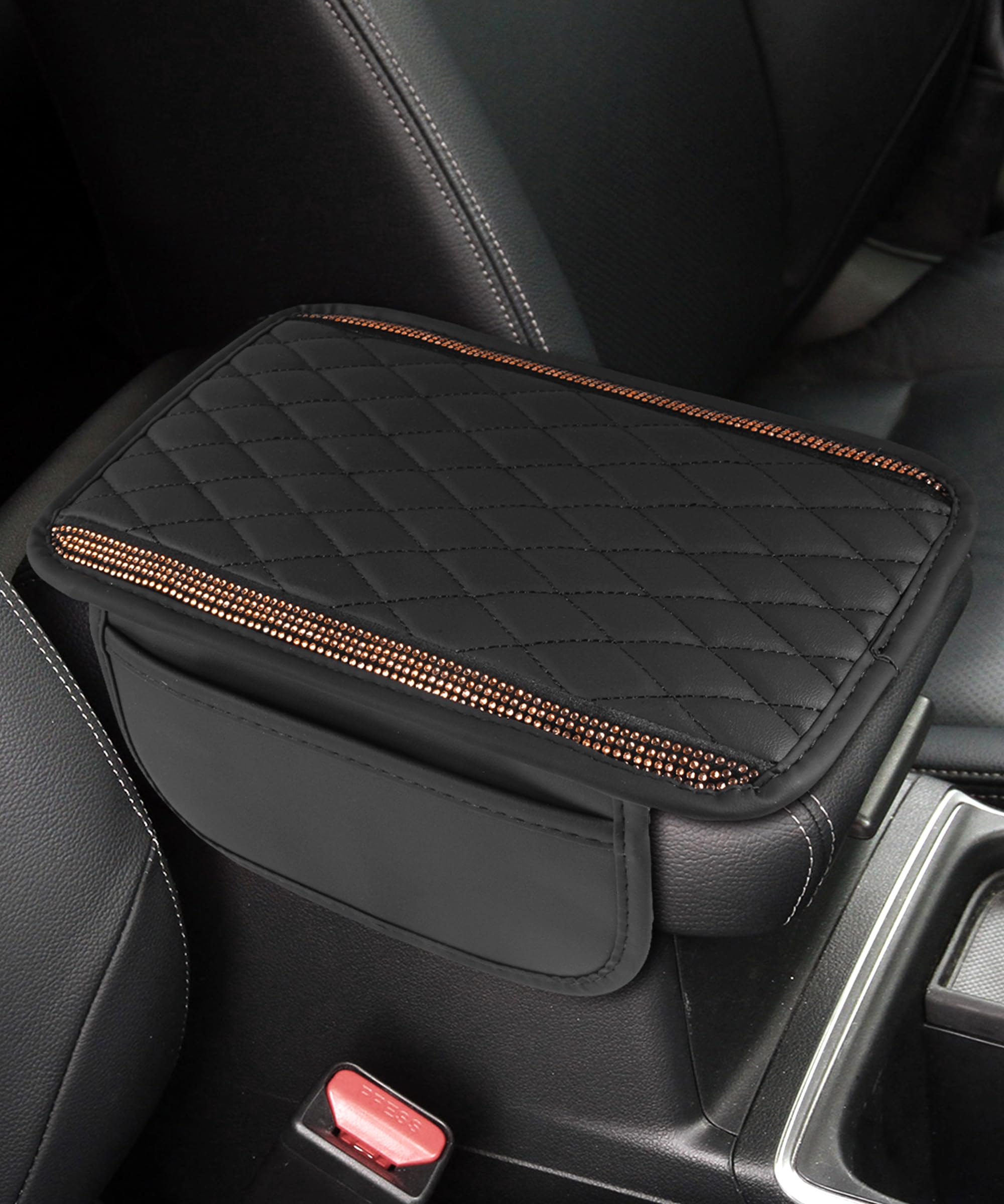 Center Console Cover,Bling Car Accessories for Women,Automotive Armrests,Arm Rest Cover for Car,Middle Console Cover,Suitable for Sedans,Cars,Trucks,SUVs,RVs and Commercial Vehicles (Orange)