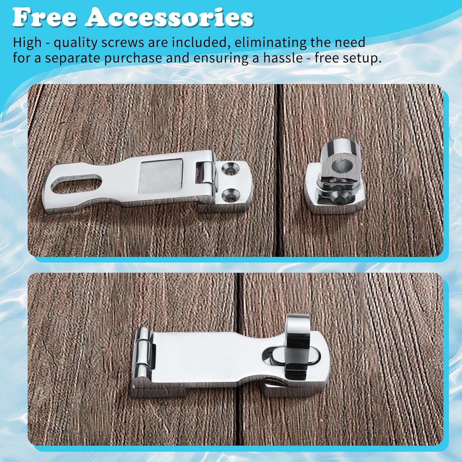 Marine Grade Door Hasp Anti-Rattle Boat Latches with Turning Padlock Eye Mount, 316 Stainless Steel Marine Hatch Latch Boat Heavy-Duty - Yacht & Boat Hardware - 1Pcs/2Pcs