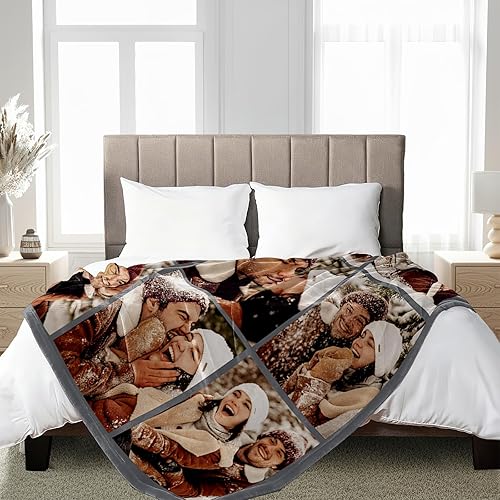 Miniatura 5 de CusCosCes Manta personalizada de Navidad, regalos para novio, novia, parejas, mantas de vellón personalizadas y mantas de fotos para mujeres y