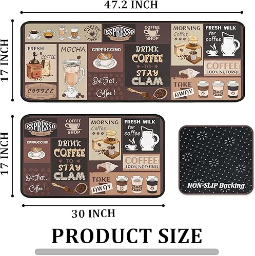 Miniatura 2 de Alfombras y tapetes de cocina de café antideslizantes, lavables, resistentes a las manchas y a la decoloración, adecuados para tapetes de cocina,
