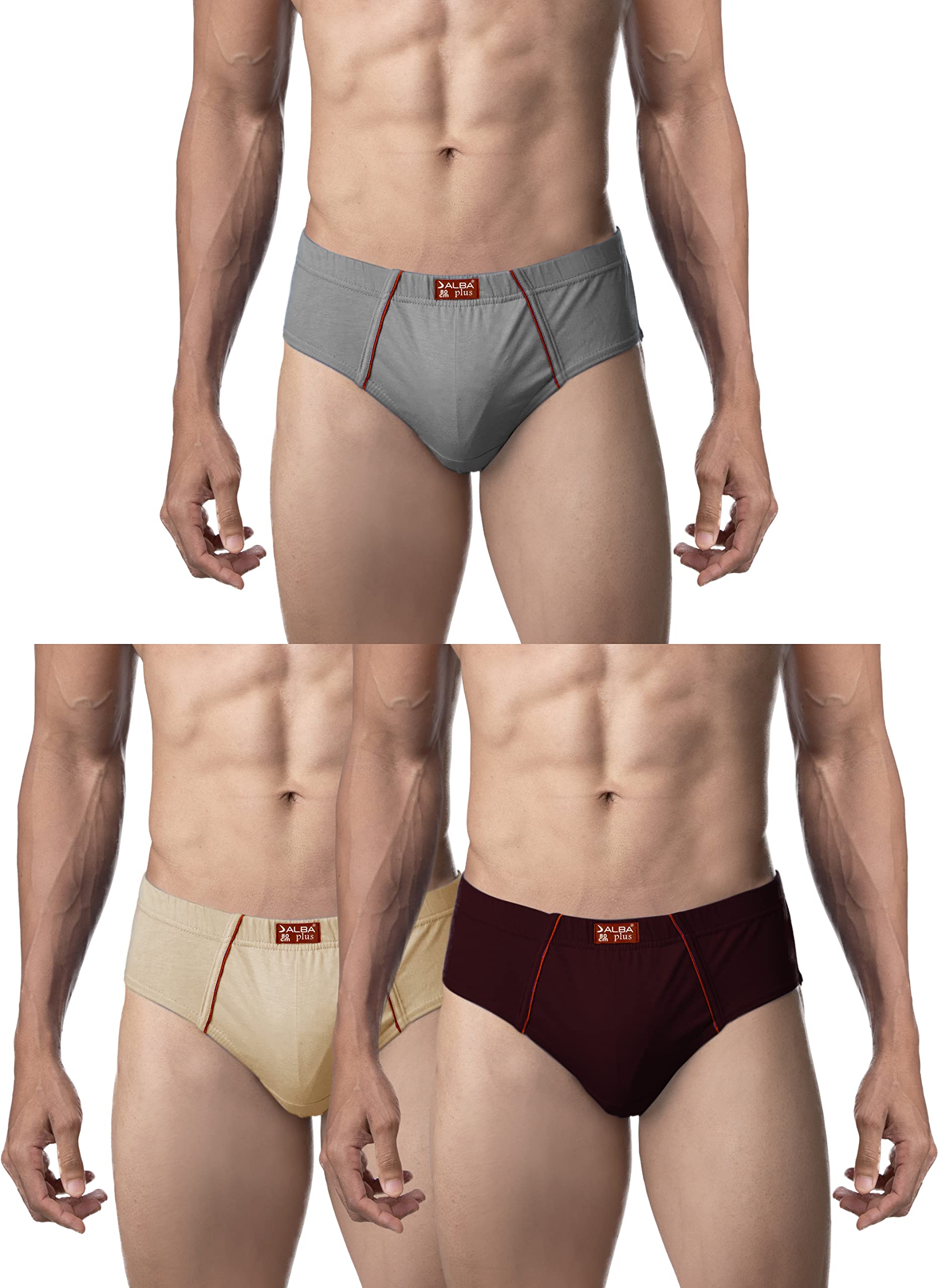 ALBA Tip Top Plus - Cotton Briefs for Men (Pack of 3 - Multicolor)