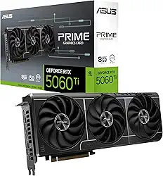 Placa de Vídeo ASUS GeForce RTX 5060 Ti Prime 8 GB GDDR7 - (90YV0MP1-M0NA00) PCI Express 5.0, Tecnologia 0dB, Ventiladores Axiais, 2602 MHz, 4 Saídas de Vídeo, DLSS 4