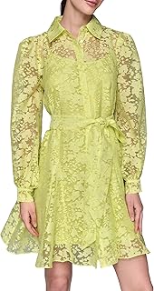 KARL LAGERFELD Womens Long Sleeve Collared Fit and Flare Shirtdress