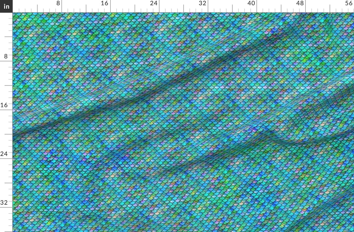 Spoonflower Fabric - Mermaid Scales Fish Ocean Mermaids Aquatic Printed on Organic Cotton Sateen Fabric by The Yard - Sewing Quilting Apparel Home Decor