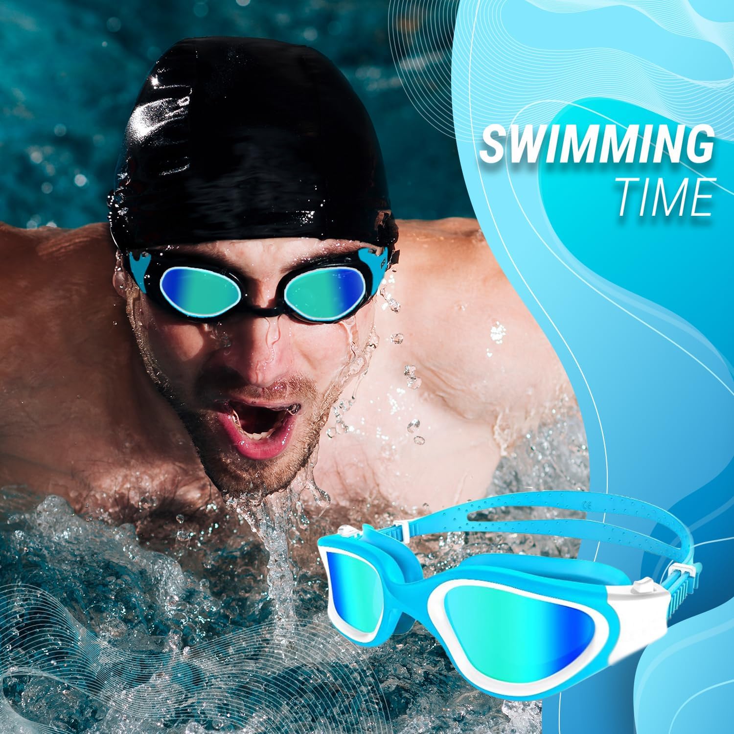 POLARS DESIGN Swim Goggles, Polarized Swimming Goggles Anti-fog for Adult Men Women