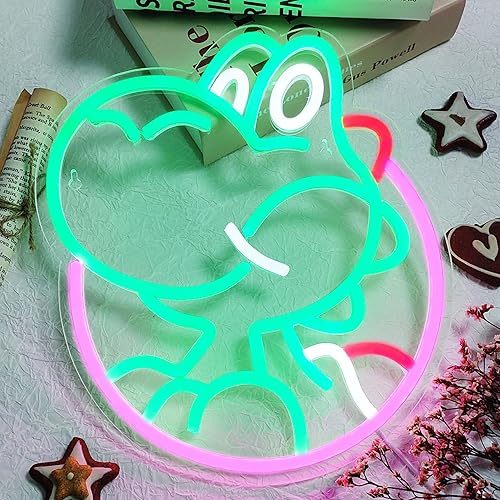 Miniatura 1 de JOSEBRU Letrero de neón LED de dinosaurios, luces de neón de anime, lámpara de Mario para sala de juegos, decoración de habitación de niños, el