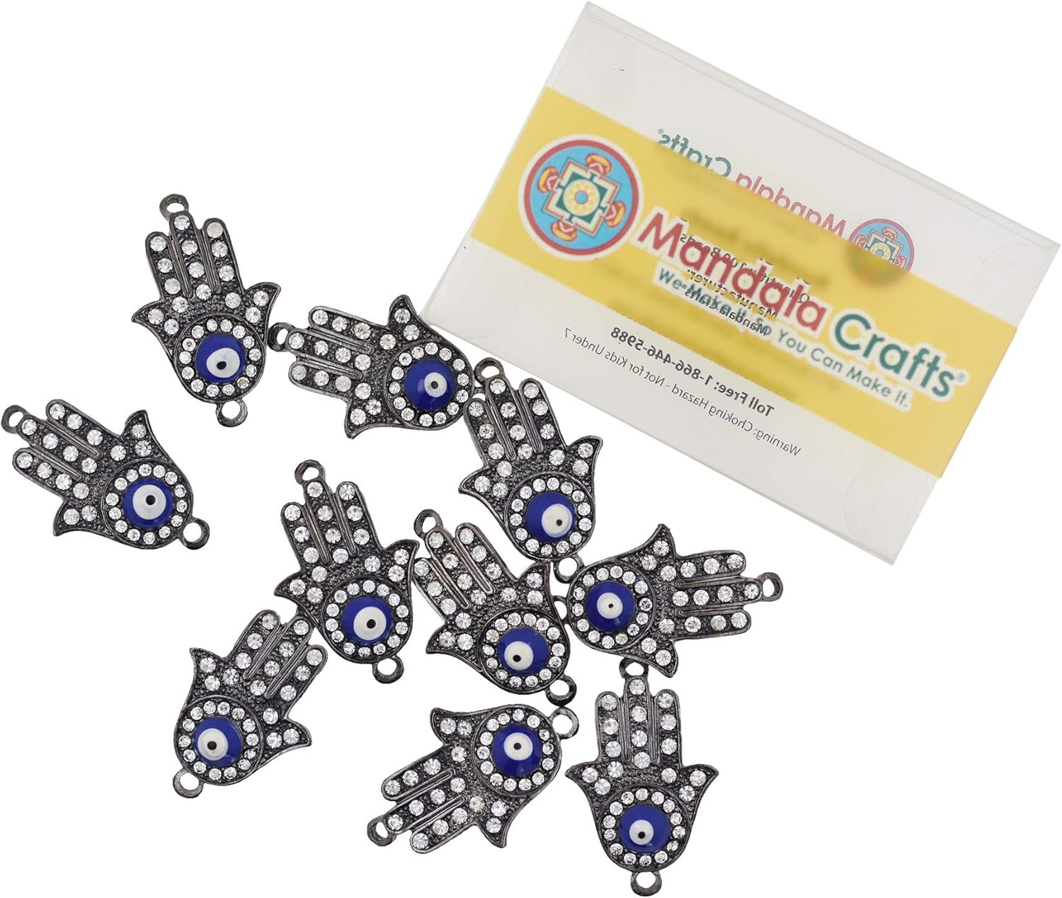 Mandala Crafts Gunmetal Evil Eye Hamsa Hands Charms Beads for Jewelry Making – Metal Hand of Fatima Pendants for Adult Hamsa Pendant Necklaces & Bracelets - Image 9