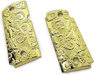Custom Fot Kimber Micro 9 mm Grips Metal Grips Scroll Design Micro9 Grips and Screws Gold Plated - Riot Balls