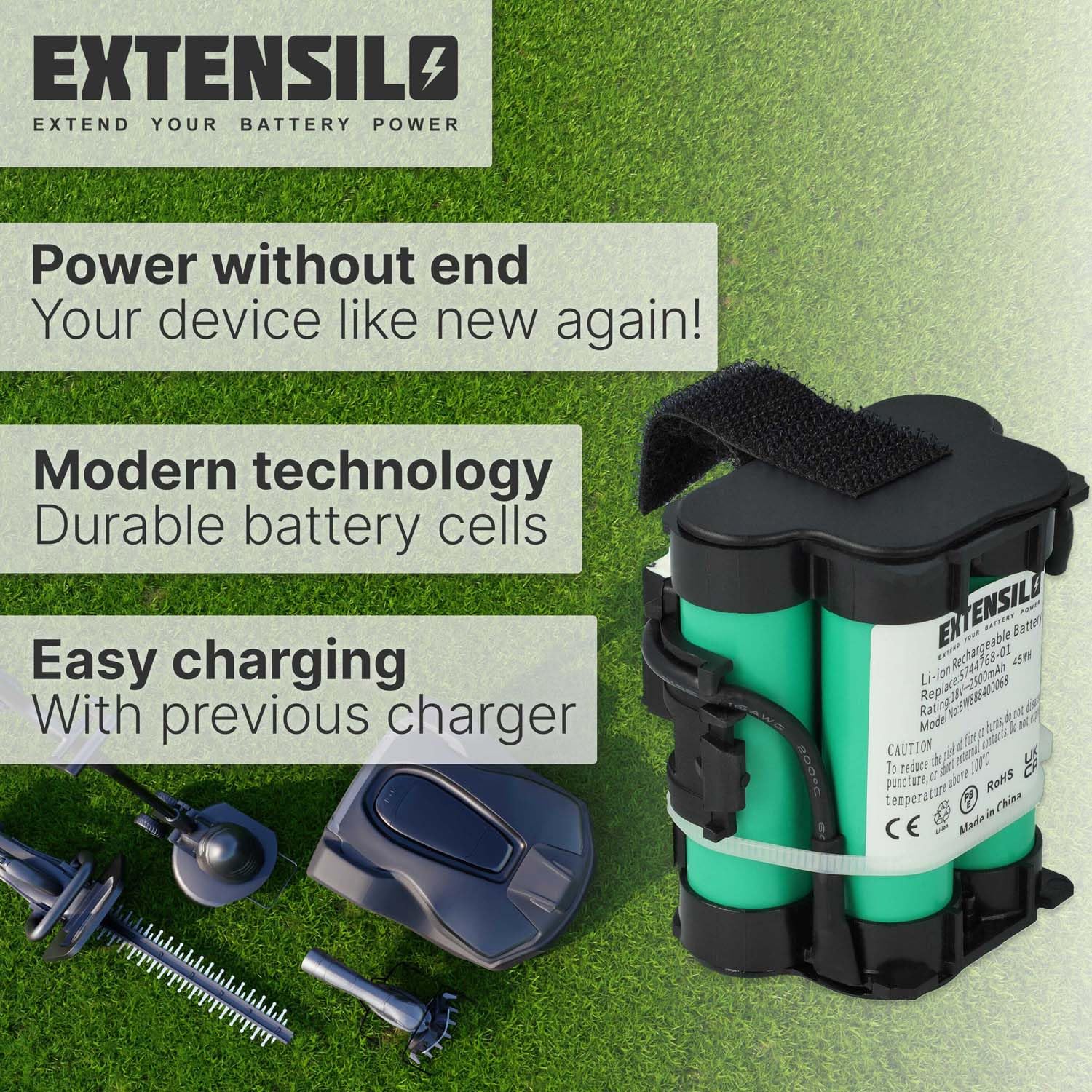 REACELL 18V 4000mAh Akku Kompatibel für Husqvarna Automower 115H / 305