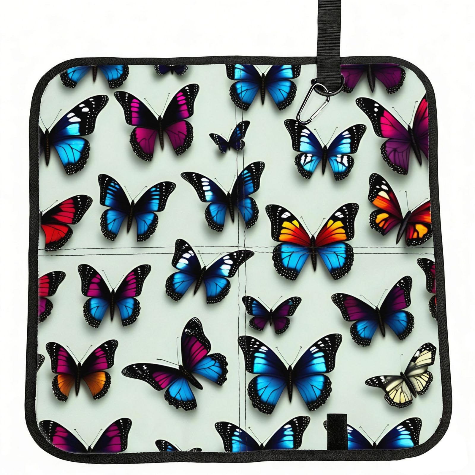 UVBDF Butterfly And Cello Print Outdoor Sitting Cushion Folding Seat Pad Compact Portable Picnic Bench Cushion Mat