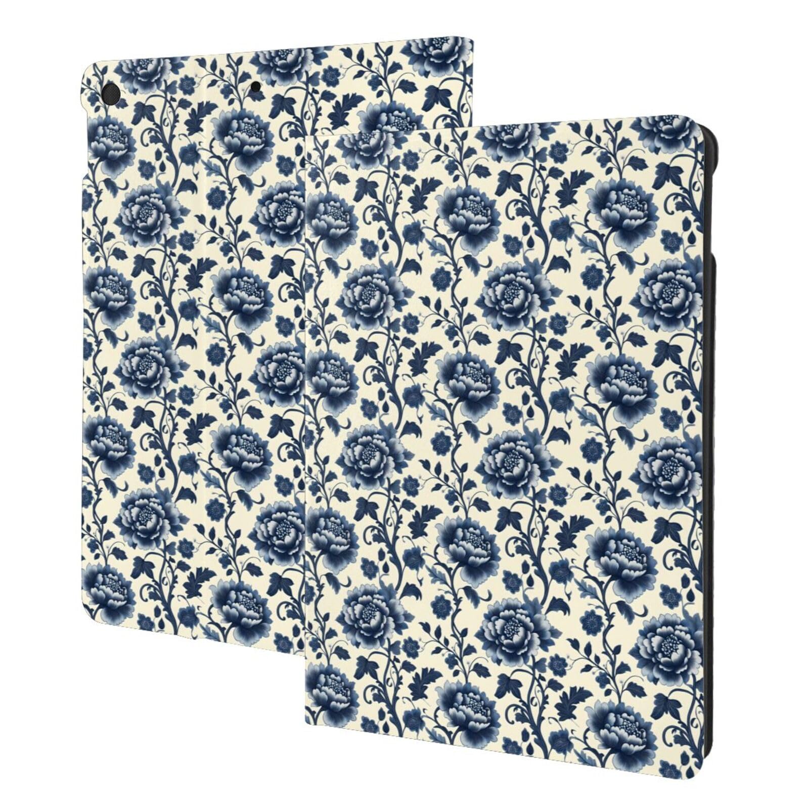 Étui de tablette iPad 10.2 veille automatique, design fleurs rétro