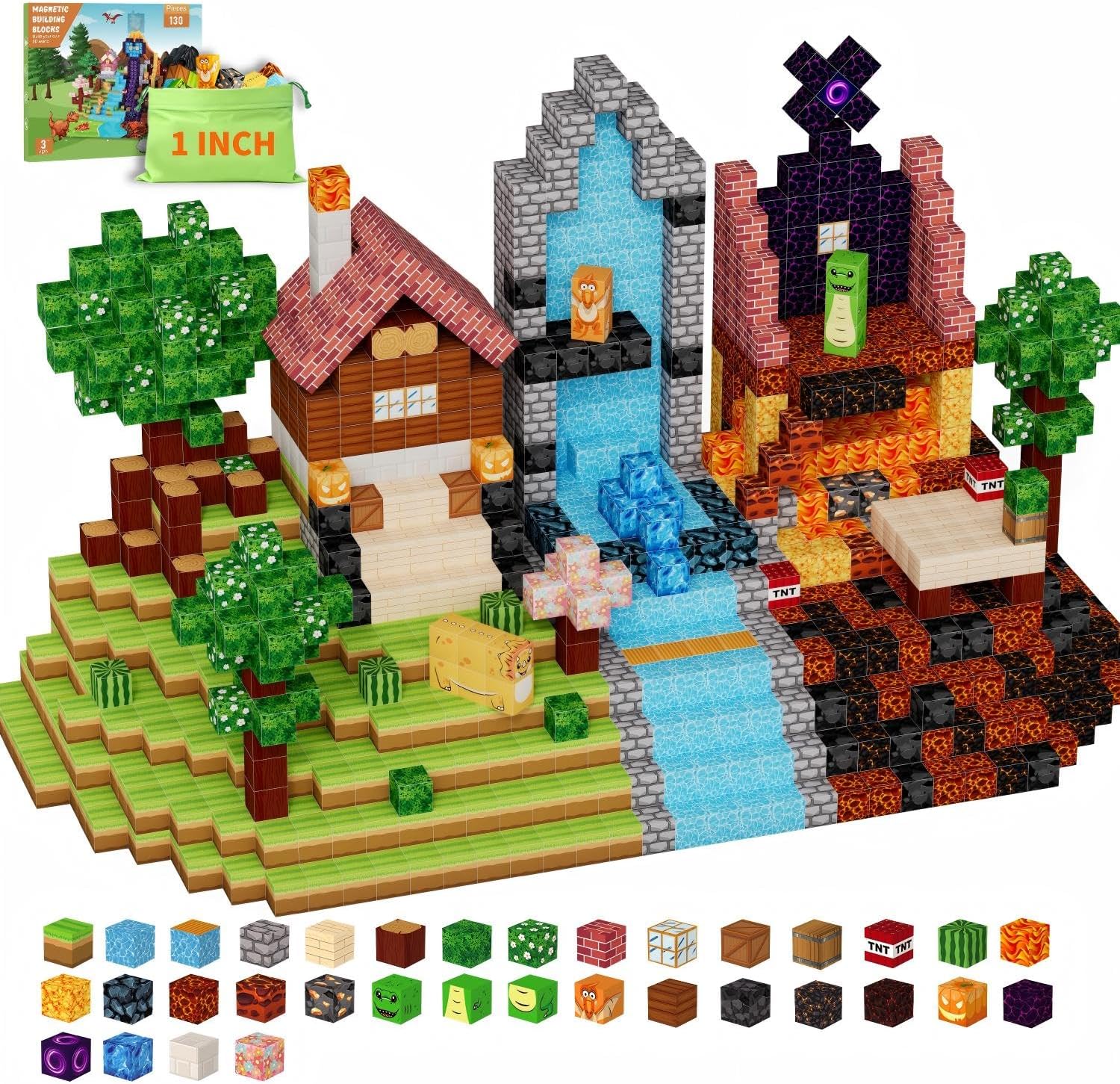 Magnetic Building Blocks - 200 PCS Large 1 Inch Magnet Cubes, STEM Construction Set for Kids Ages 3 4 5 6 7 8 9 10, Sensory Montessori Toys for Boys & Girls Easter/Christmas/Birthday Gift