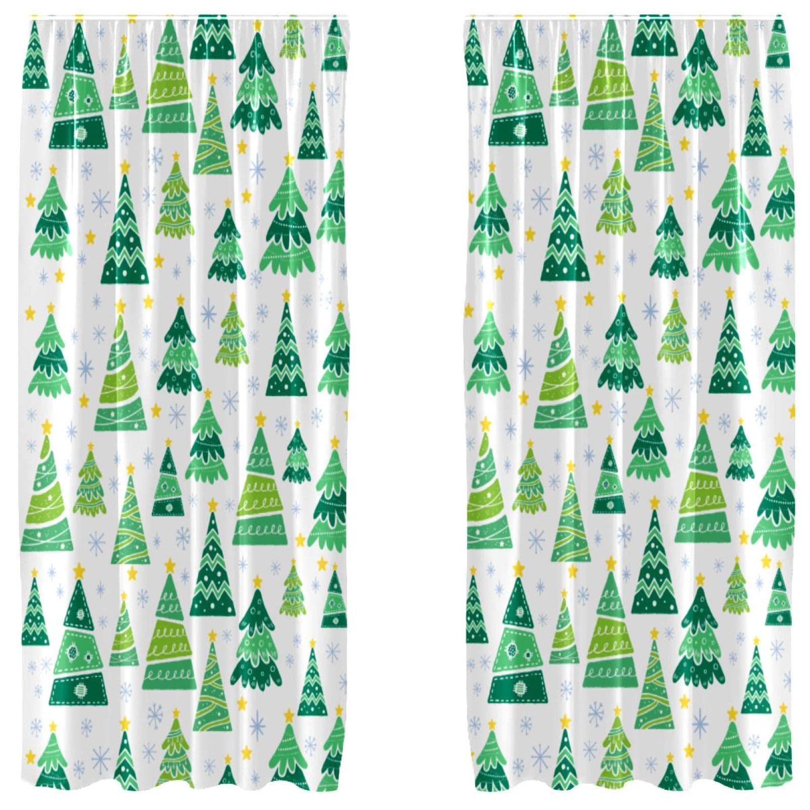 Rideaux sapin de Noël lot de 2 panneaux légers décoratifs 140x213 cm