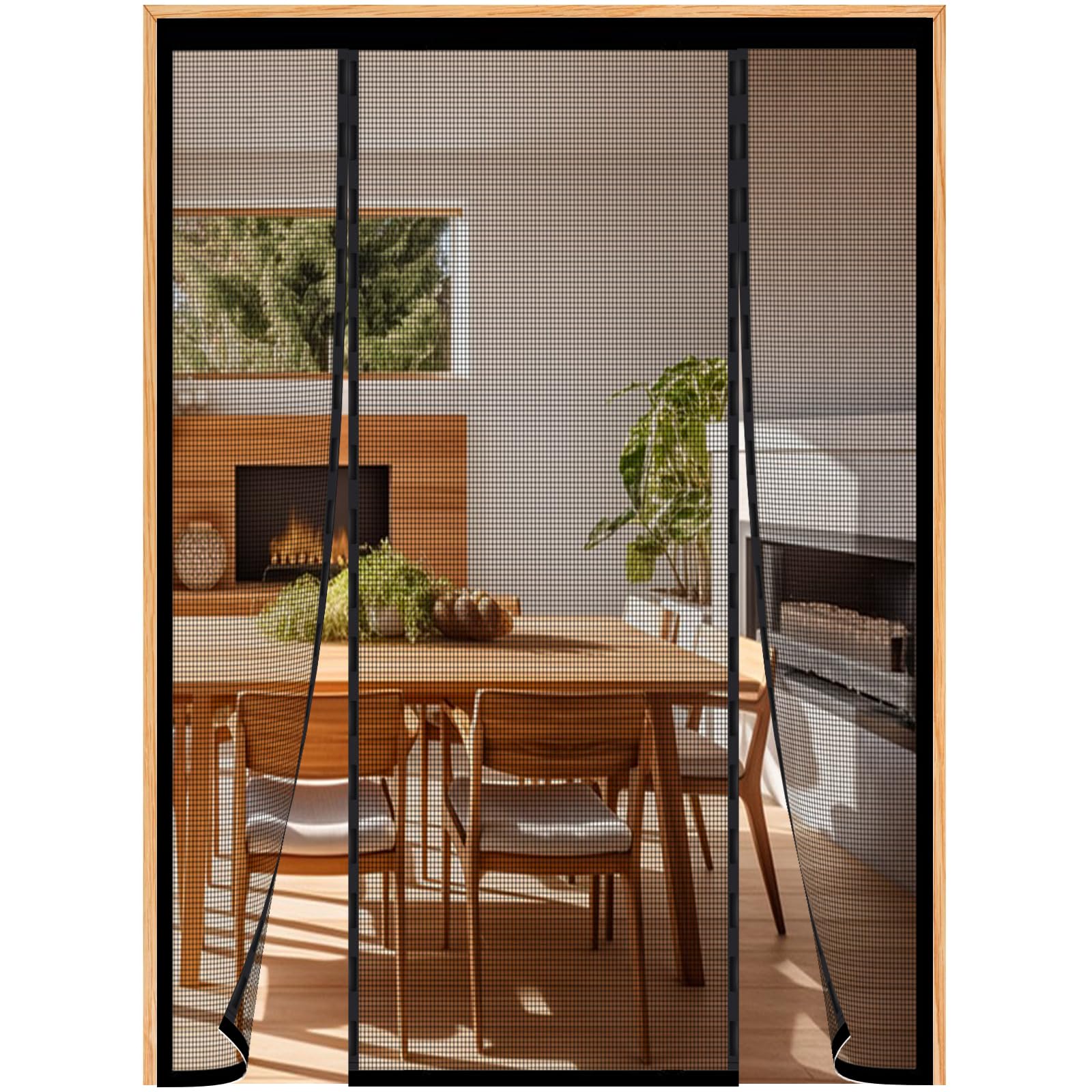 Double Door Magnetic Fly Screens for Doors - 130(33/64/33) x260cm Double Door Screen Curtain, Powerful Magnets, Full Frame Hook and Loop for Patio Door, Sliding Door, Double Door, French Door — image 1