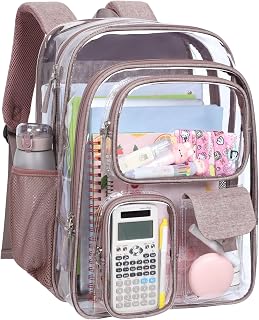 PACKISM Clear Backpack for School - 18 Inch Extra Large Clear Bookbag Mauve