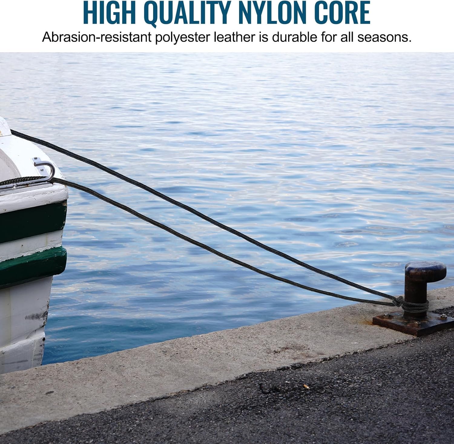 4 Pack 1/2" x 25’ Boat Dock Lines for Boat & Pontoon, Premium Marine- Grade Double Braided Nylon Dock Line, Pre-Spliced with a 12" Eyelet-Black,Boating Gifts for Men - Image 5