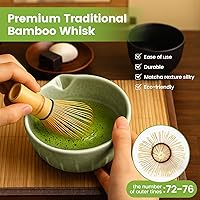 Vista 6 de Farielyn-X Matcha Whisk Set, Japanese Tea Set (5pcs) includes Matcha Bowl with Spout (19 oz), Bamboo Whisk, Matcha Scoop, Matcha Whisk Holder