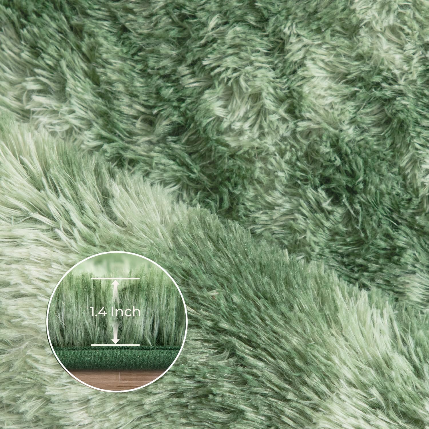 Litanika 3x5 Fluffy Shag Faux Fur Area Rug for Living Room Bedroom, Tie-Dyed Forest Green High Pile Soft Plush Shaggy Furry Bedside Playroom Dorm Carpet, Non-Slip, Non-Shedding Modern Indoor Floor Rug
