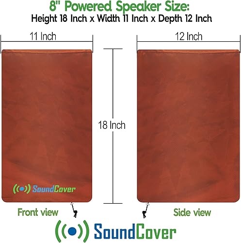 Miniatura 3 de Funda ligera para altavoz PADJ de 8 pulgadas en color marrón para altavoces montados en soporte, ajuste superior, resistente al agua (no