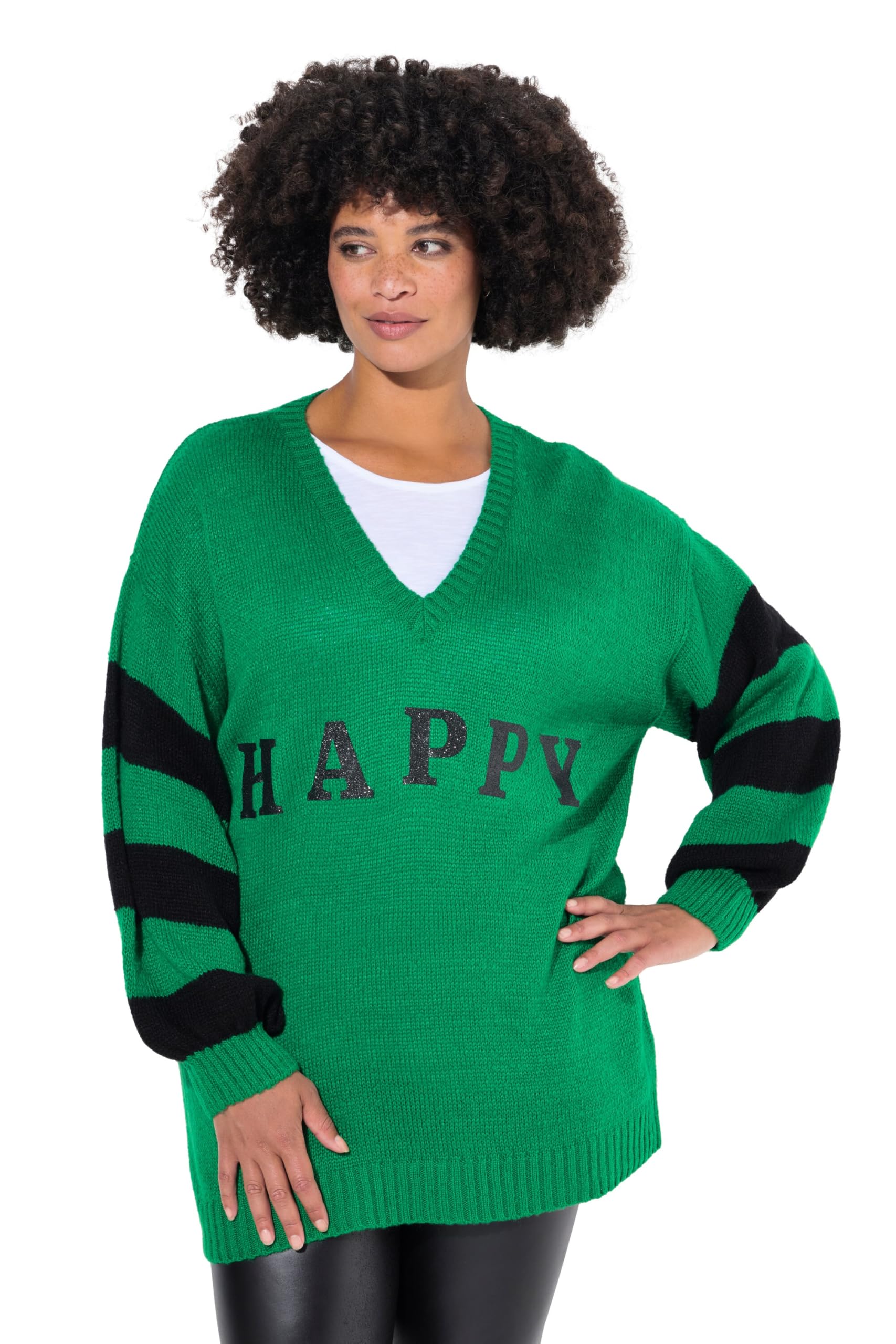 Angel of Style Damen große Größen Übergrößen Plus Size Pullover, Oversized, Happy, Ringel-Ärmel 835298