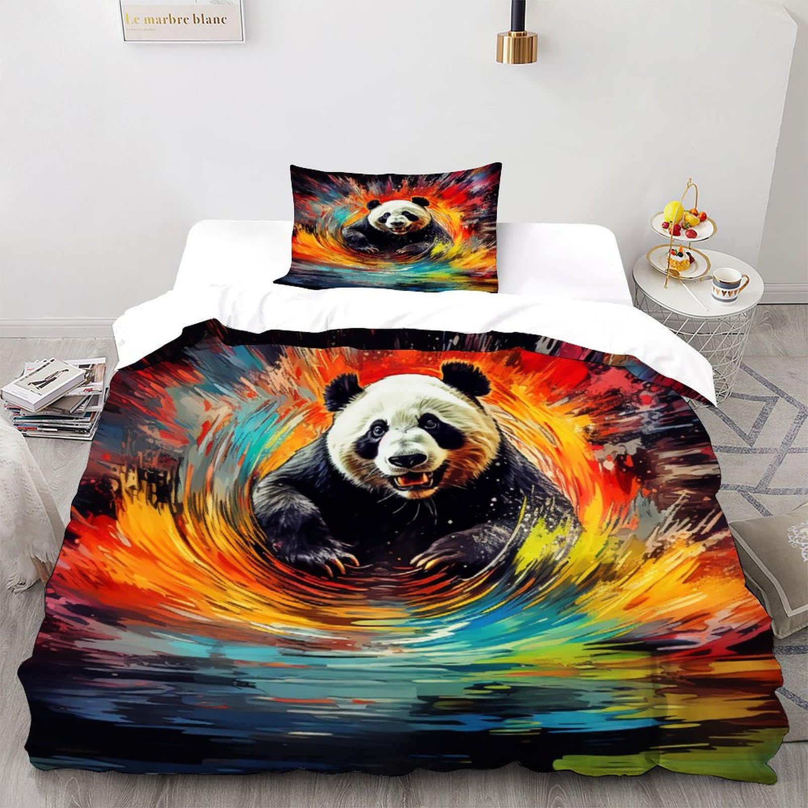Housse de couette microfibre respirante motif animaux sauvages avec fermeture éclair