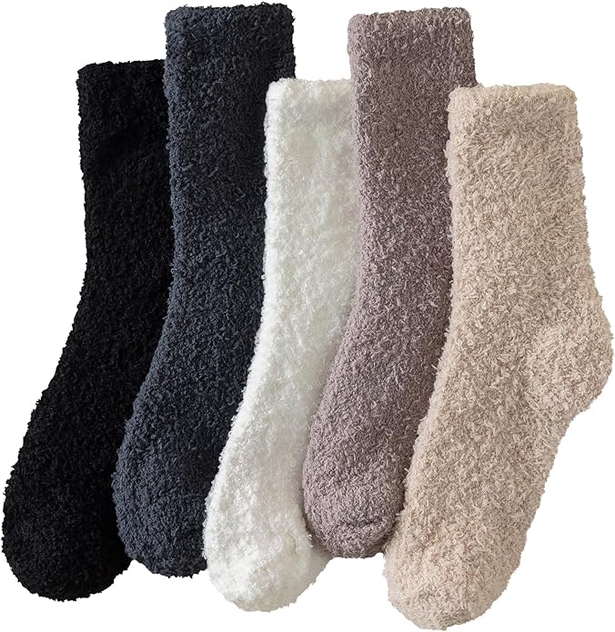 Clothclose Fuzzy Socks For Women, Womens Fuzzy Slipper Sock Super Soft Microfiber Fluffy Cozy Winter Warm Fluffy Crew Socks