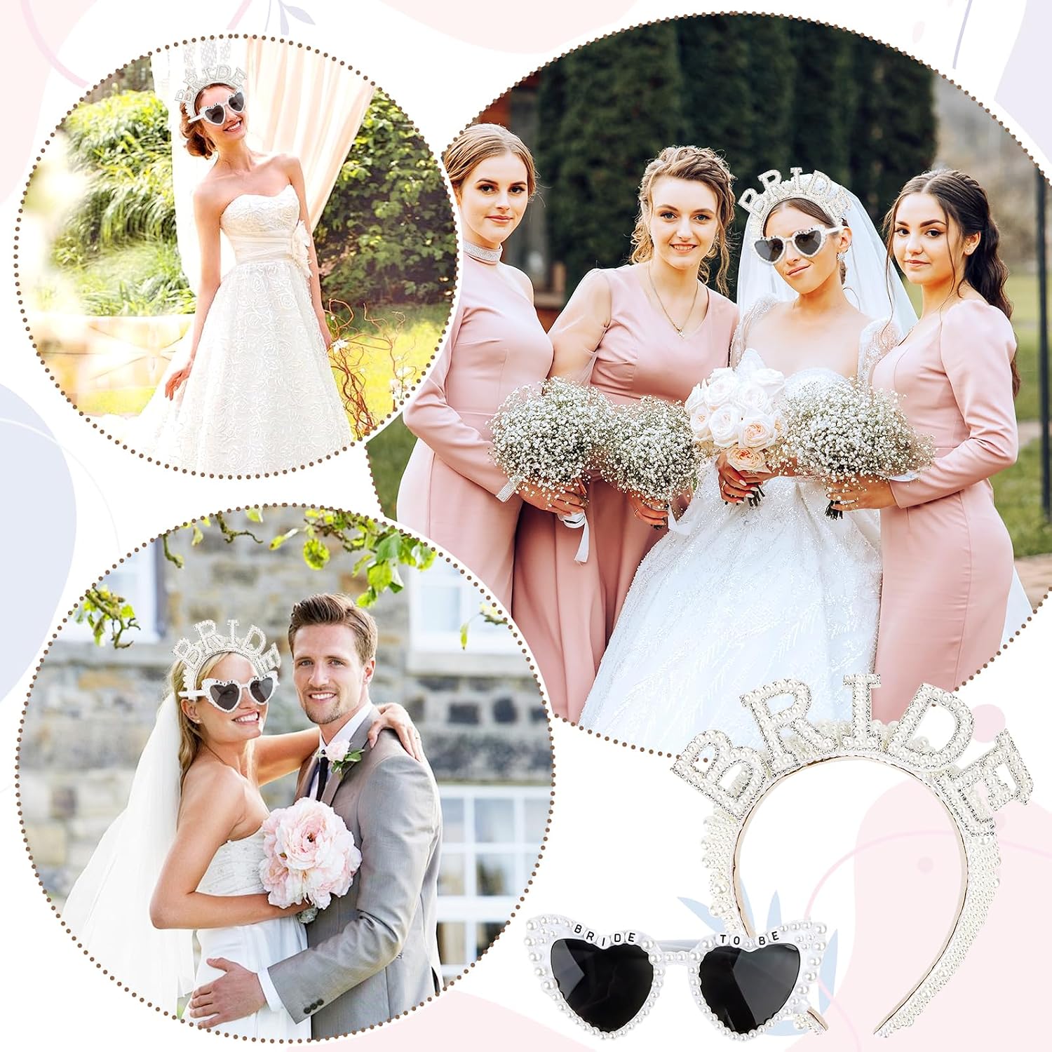 Bride To Be повязка на волосы с бусинами и солнцезащитными очками в форме сердца свадебные аксессуары