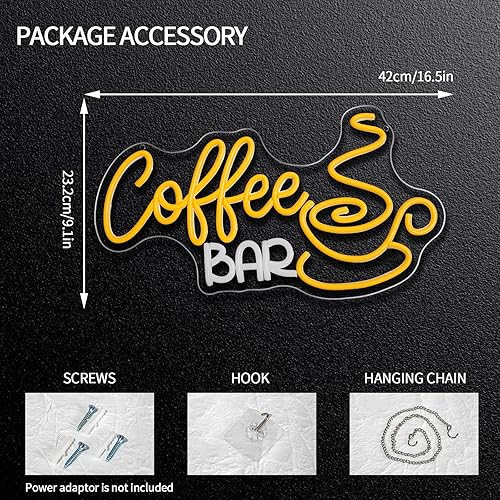 Miniatura 2 de Letrero de neón de barra de café, regulable, para decoración de negocios, letras LED amarillas para pub, cafetería, hogar, bar, restaurante,