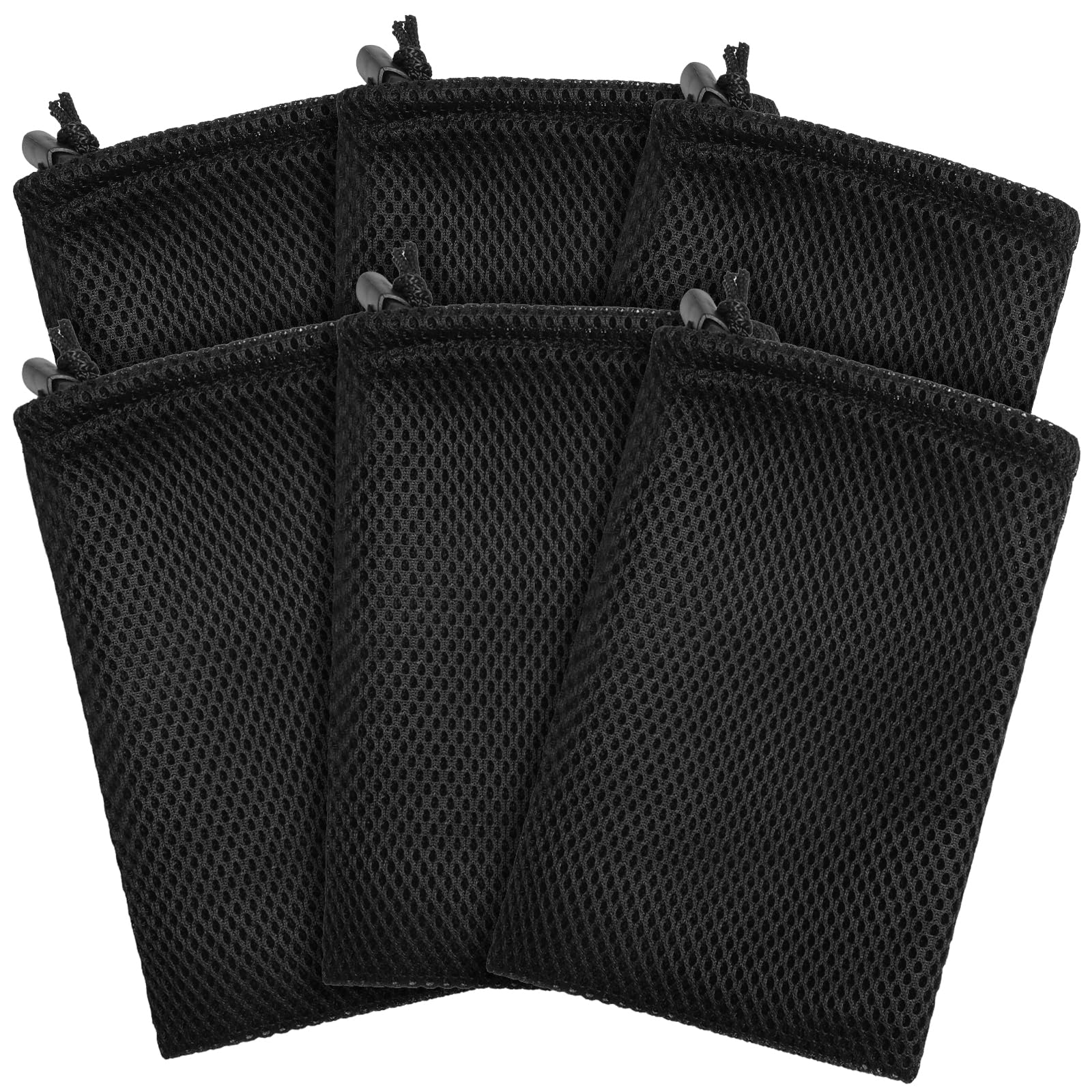 6 PCS Nylon Mesh Drawstring Bags, 4.72" X 7.08" Small Drawstring Pouch Small Mesh Storage Pouch with Drawstrings for Storaging Lipstick Cosmetic Jewelry Key Earphone Supplies, Black