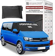 UK Custom Covers VW T6 Pop Top Windscreen Cover – Windscreen Frost Protector/Camper Van Screen Cover Waterproof For Winter Fits 2015 Onwards Transporter, Caravelle, Kombi and Shuttle (Black)