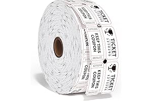 2 Pack 2" x 2" Raffle Tickets Rolls (2000 Double Tickets)