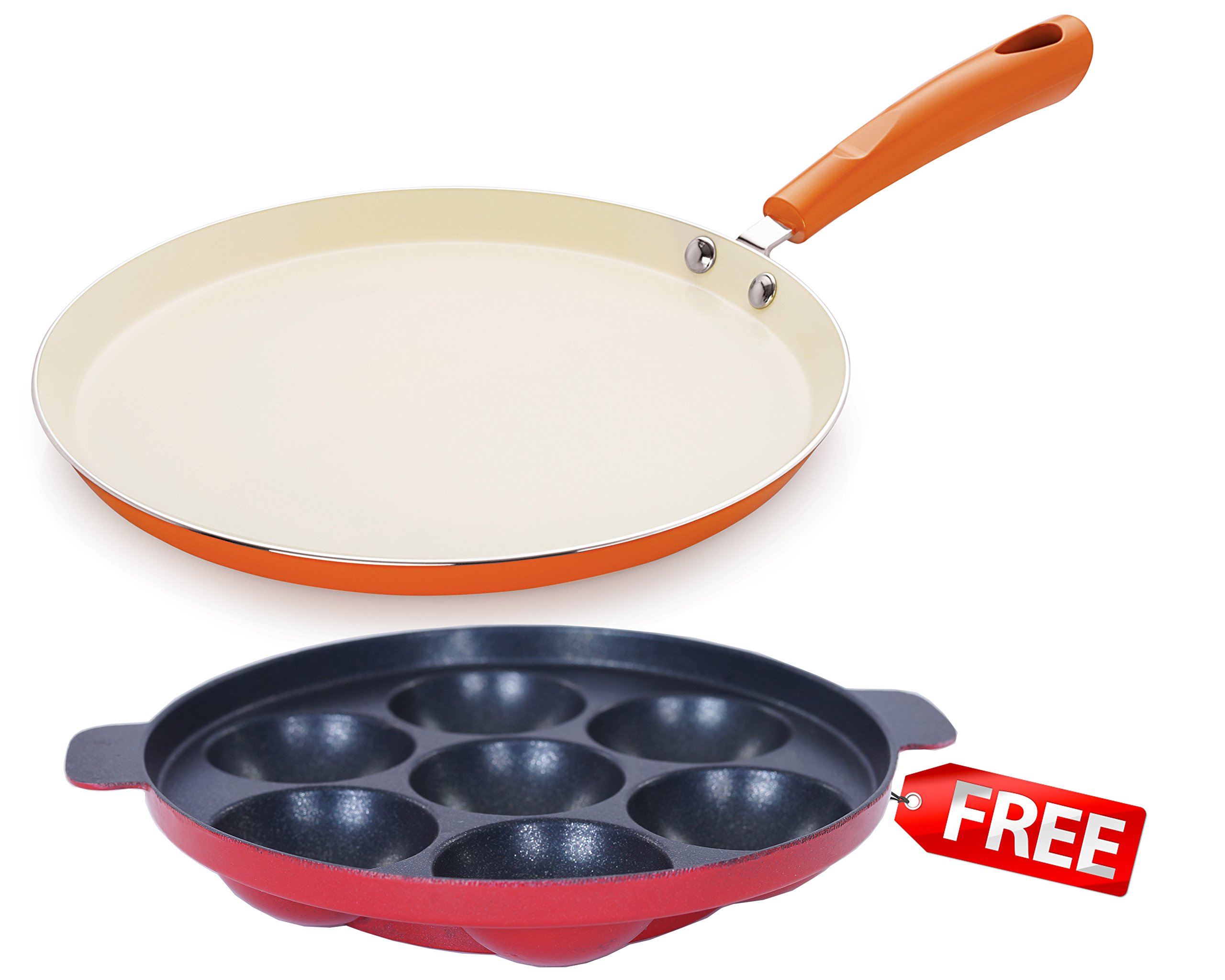 Nirlon Non-Stick Ceramic Tawas and Appampatram Combo Set