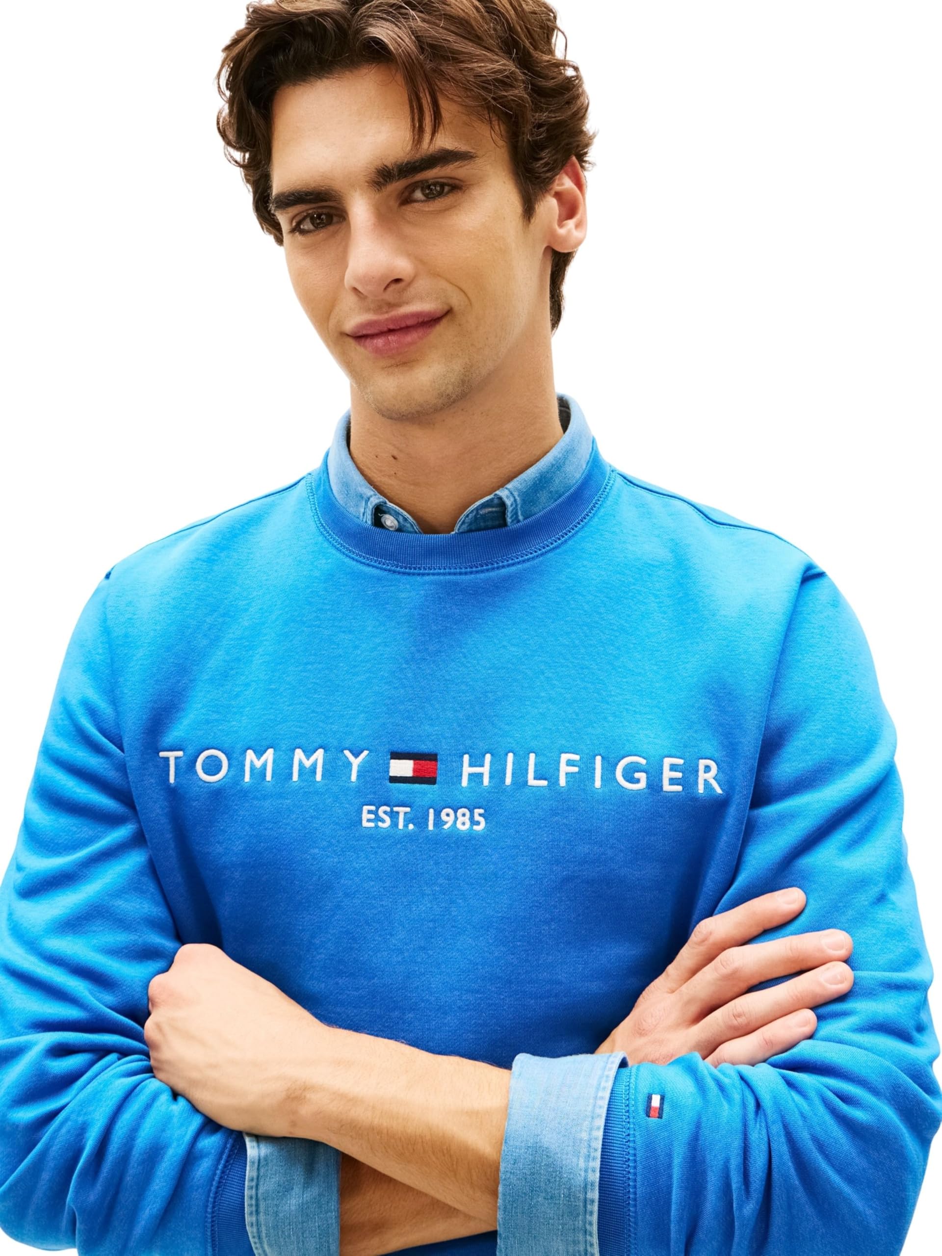 Tommy Hilfiger Sudadera Hombre Tommy Logo sin Capucha, Azul (Blue Orbit), XXL