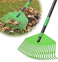 CogardenShower Lightweight Leaf Rake - 16.5" Wide, 65" Adjustable Handle, Gentle Lawn Rake for Leaves, Grass, Seniors, Kids