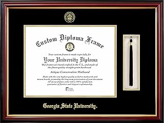 Campus Images Georgia State University Tassel Diploma Frame 14 x 17 Petite Mahogany – Black and Gold Mat with Graduation Tassel Holder