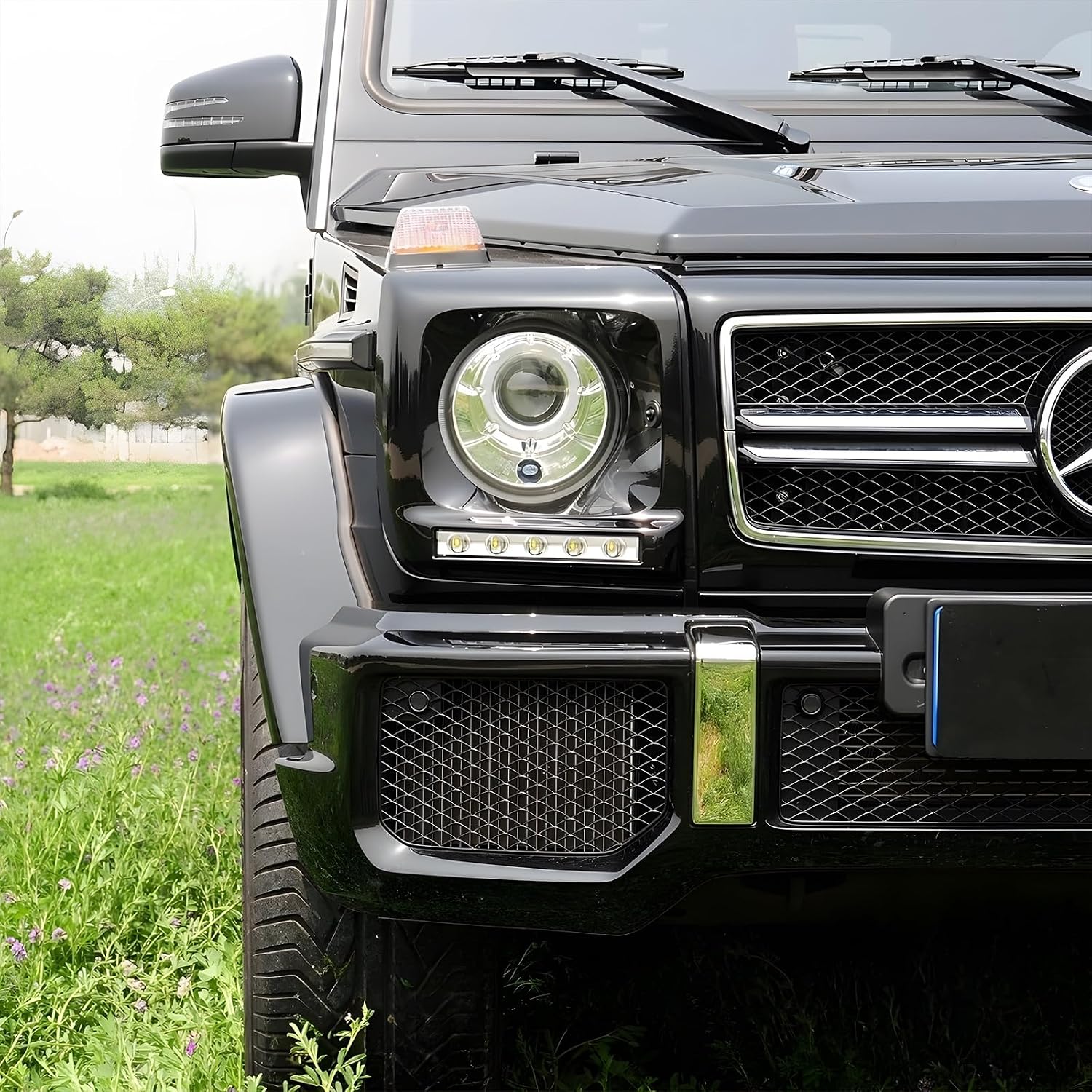 Pair Front Round Headlight Lens Covers for Mercedes-Benz G-Class (W463) G350 G500 G550 G63 G65 AMG 2007-2018, Replacement Left & Right Clear Shell Lamp Cover Kit