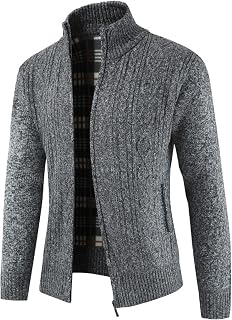 Men's Cardigan Sweaters Stand Collar Solid Knitted Sweaters Casual Slim Full Zip Knitted Cardigan Sweater with Pocke
