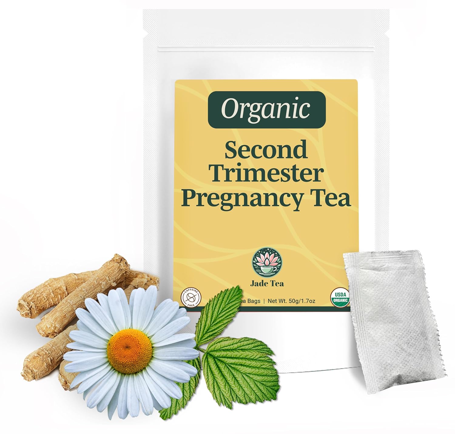 Jade Tea - Organic Second Trimester Pregnancy Tea | Uterine Toning Prep & Sustained Prenatal Mineral Support | Caffeine-Free, Fair Trade, Sustainable, Made In USA (Pomegranate)