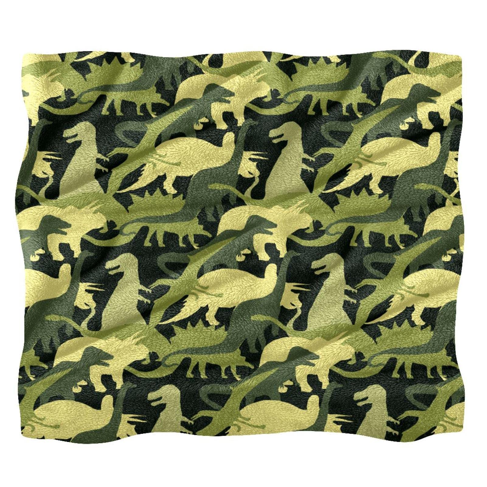Couverture polaire de qualité supérieure - Plaid lit et canapé camouflage vert