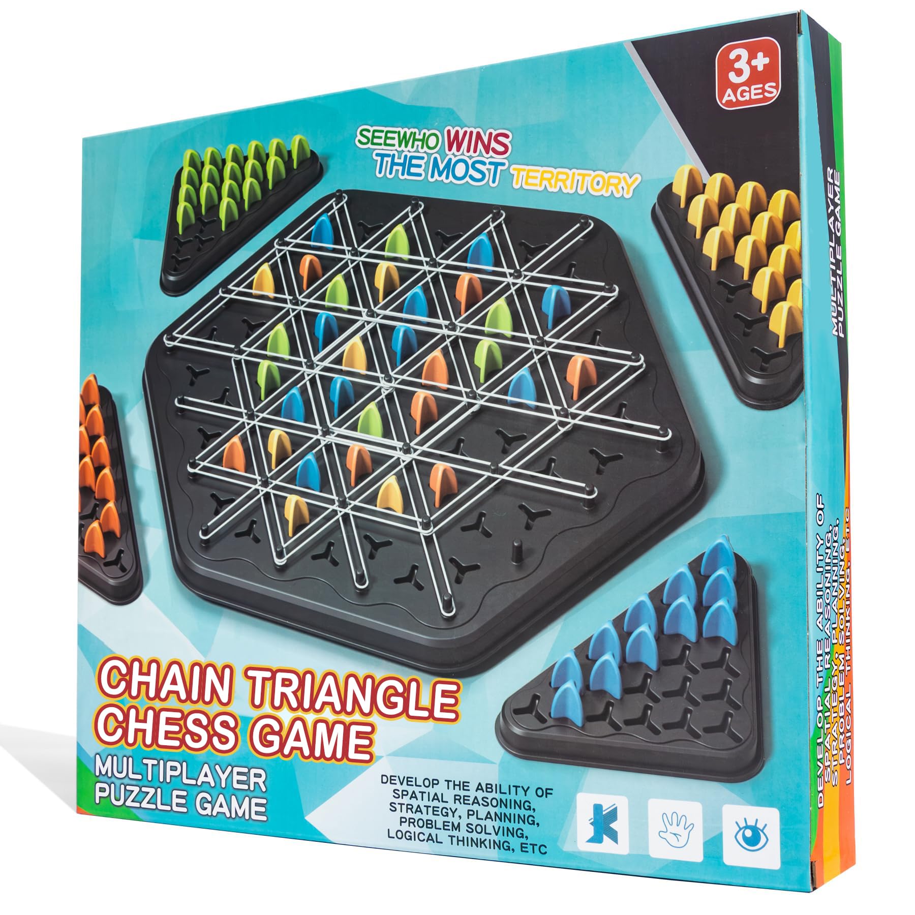 Photo 1 of Chain Triangle Chess Game, Rubber Band Geoboard Strategy Game